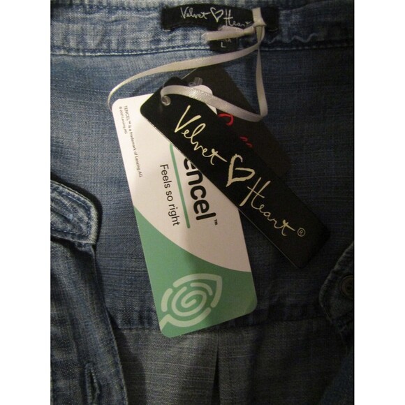 Velvet Heart Shirt NWT Blue Denim Blouse Button Front Womens Size L - Picture 7 of 7